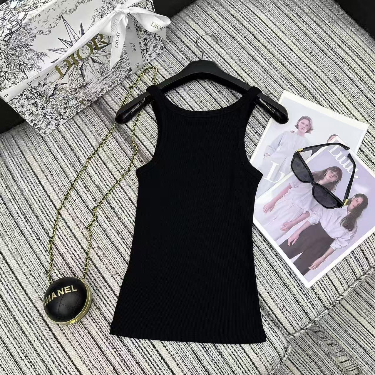 Camisole with embroidered letters