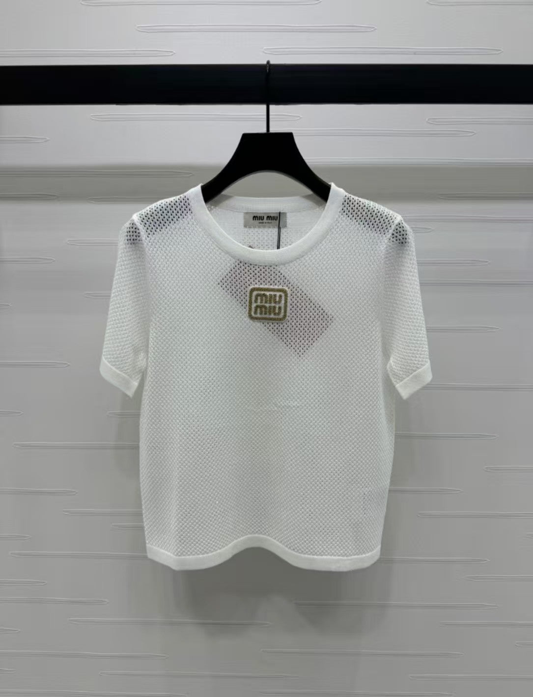 Hollow crew neck knitted short sleeves