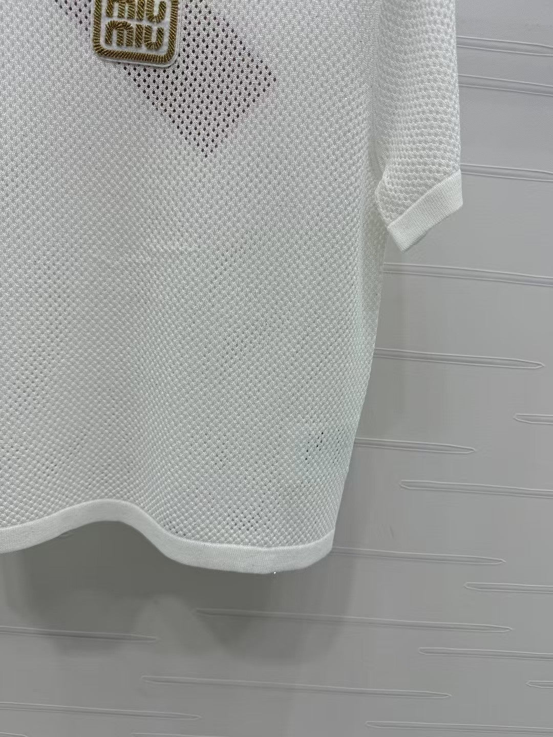 Hollow crew neck knitted short sleeves