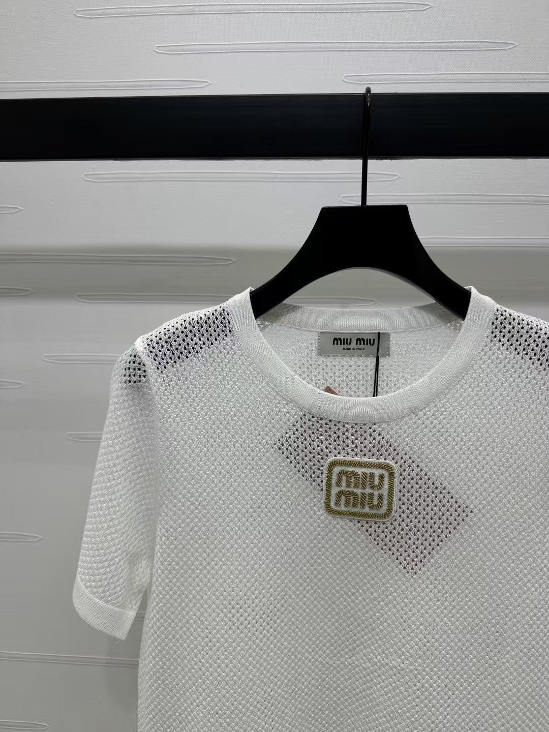 Hollow crew neck knitted short sleeves