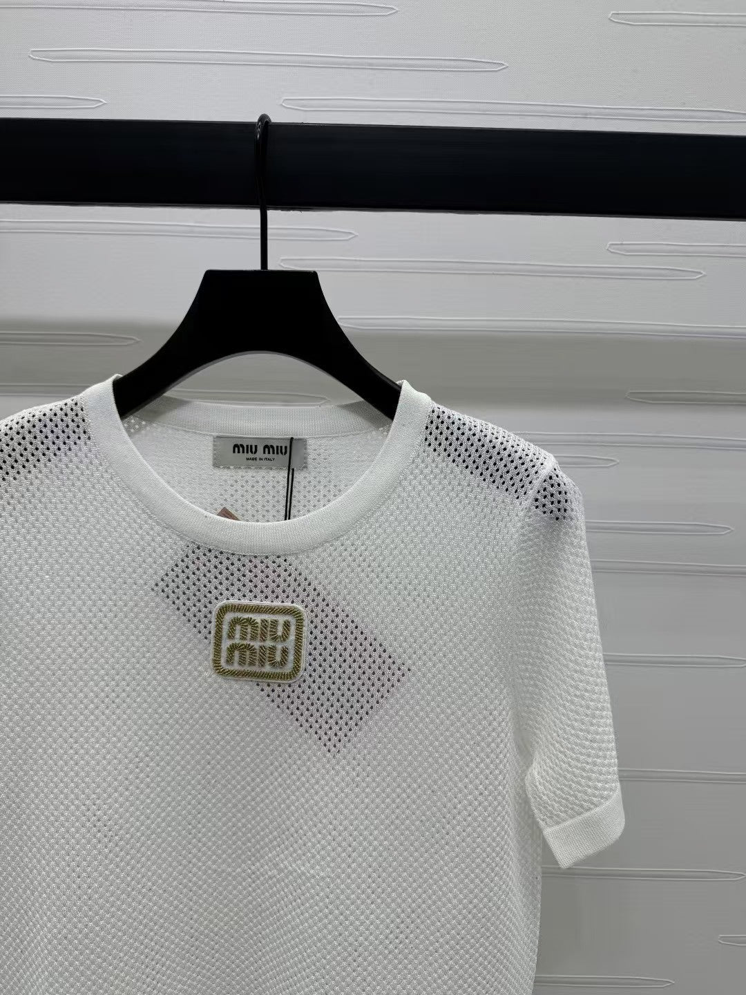 Hollow crew neck knitted short sleeves