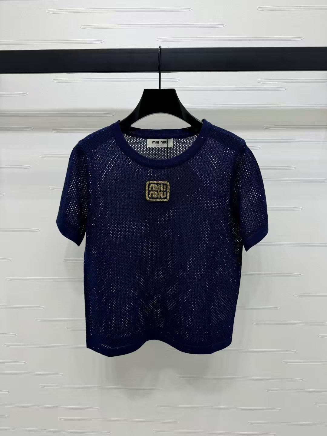 Hollow crew neck knitted short sleeves