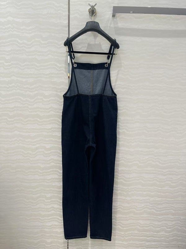 Native blue suspender jumpsuit
