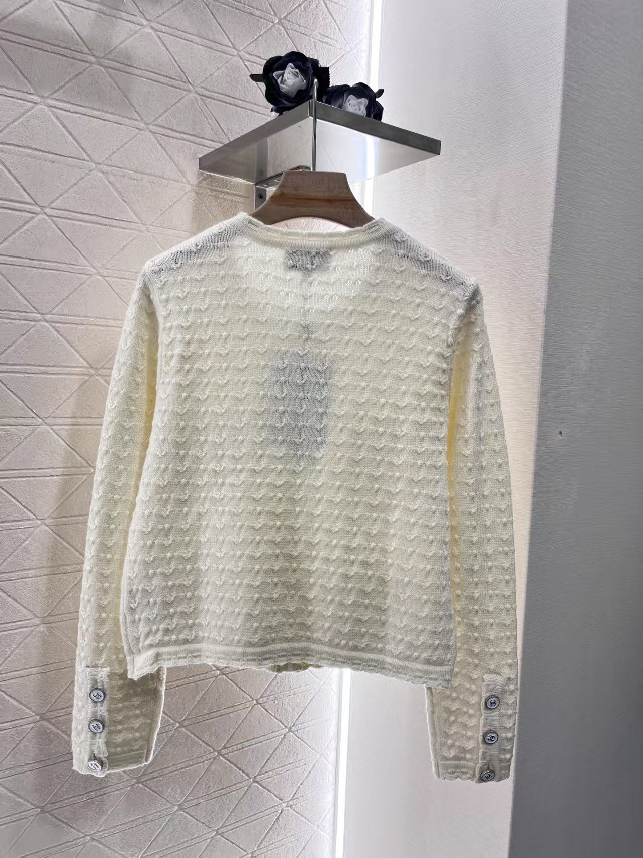 Cable crew neck cardigan