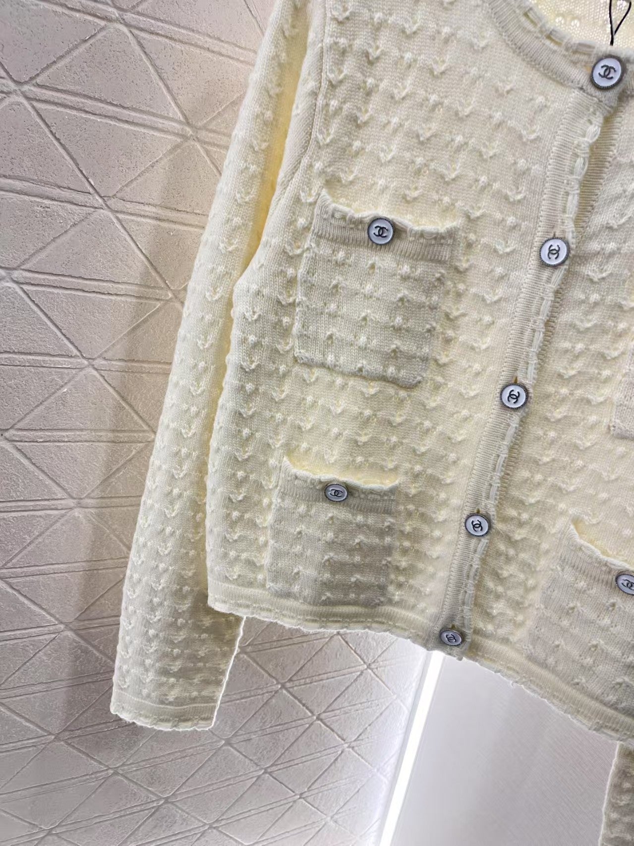 Cable crew neck cardigan