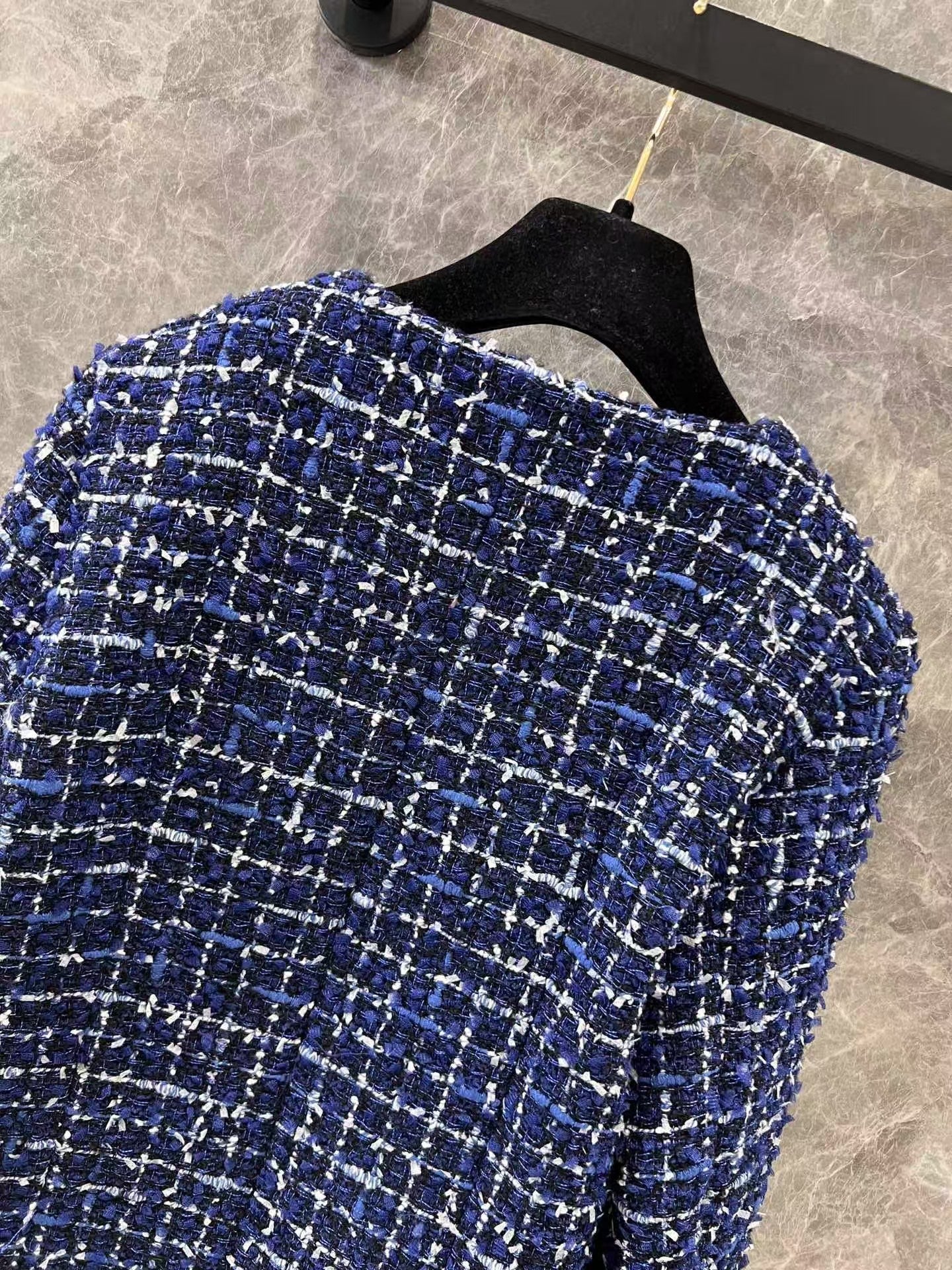 Flowing blue tweed jacket