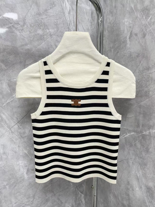 New contrast striped vest