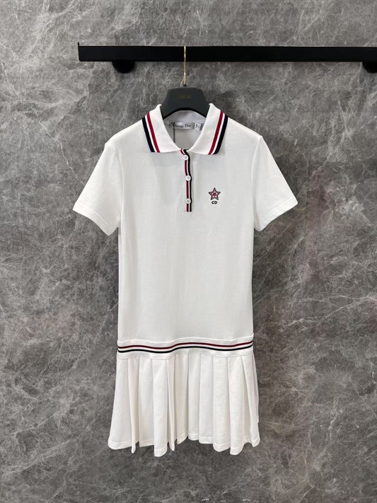 Preppy Classic Lapel Pleated Dress