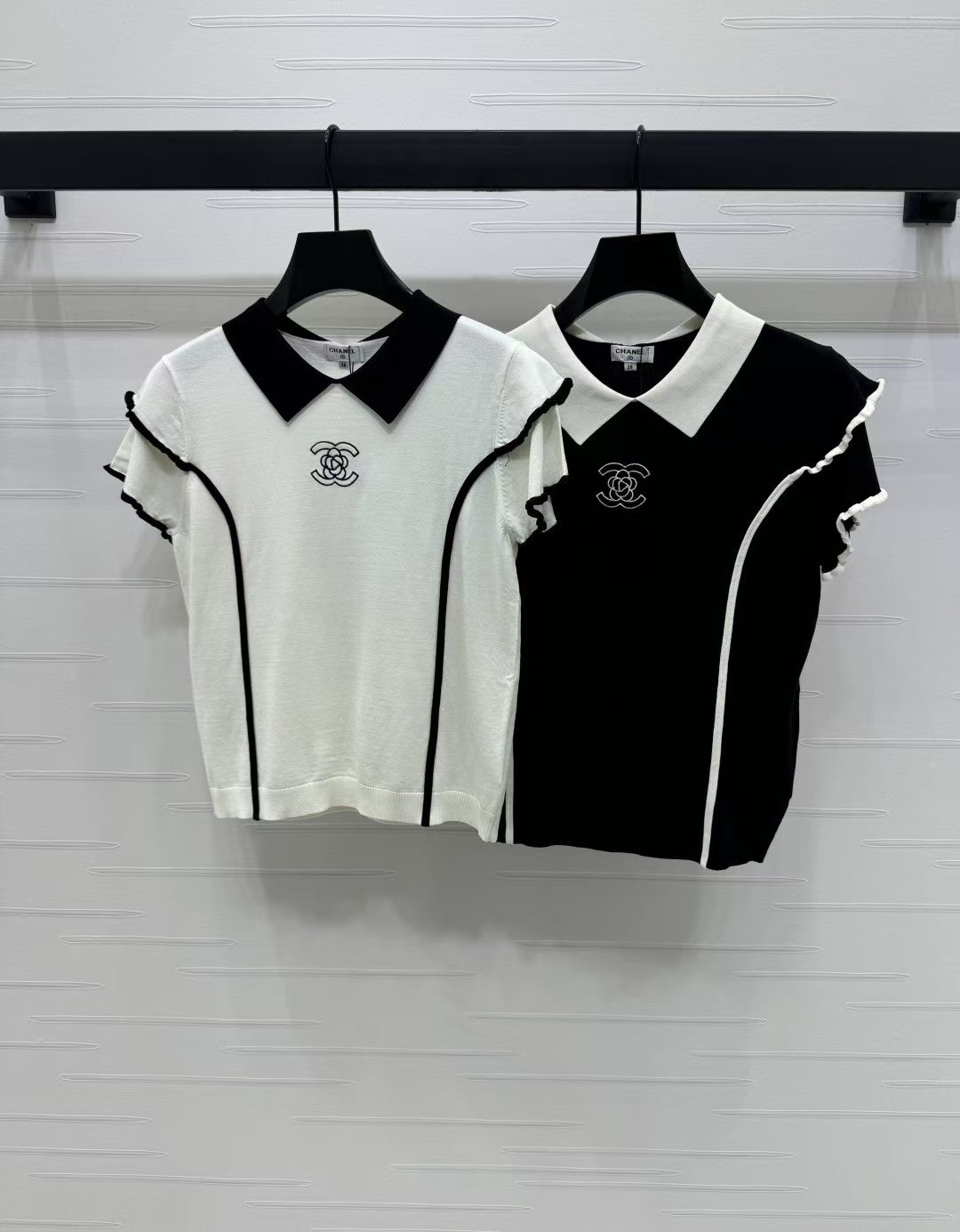 Lace lapel knitted short sleeves