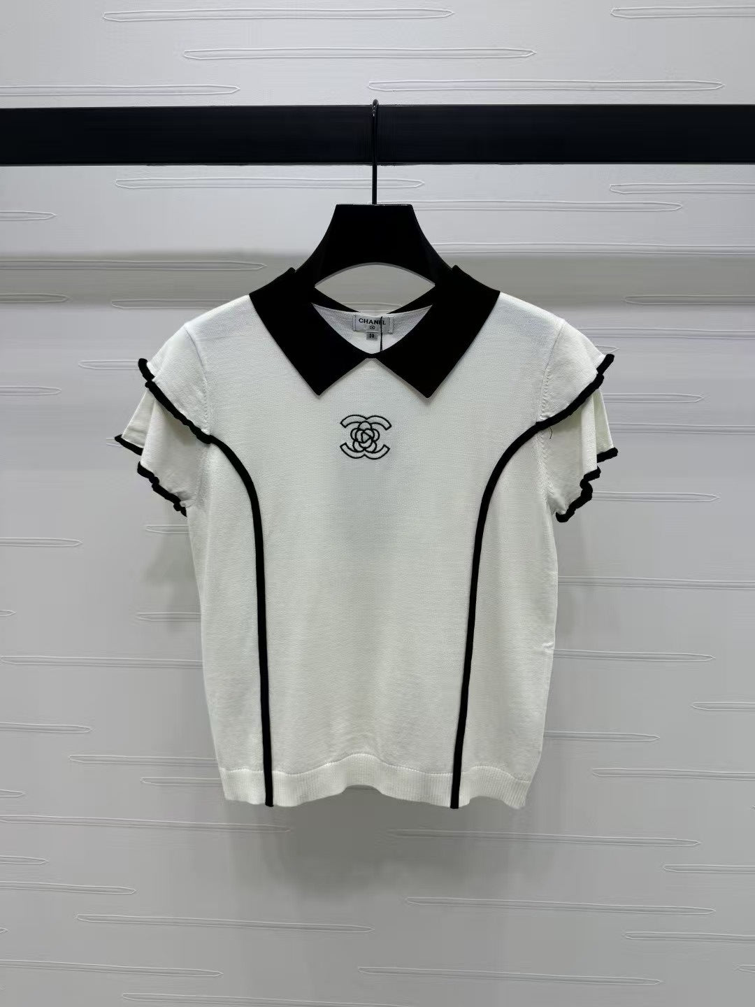 Lace lapel knitted short sleeves