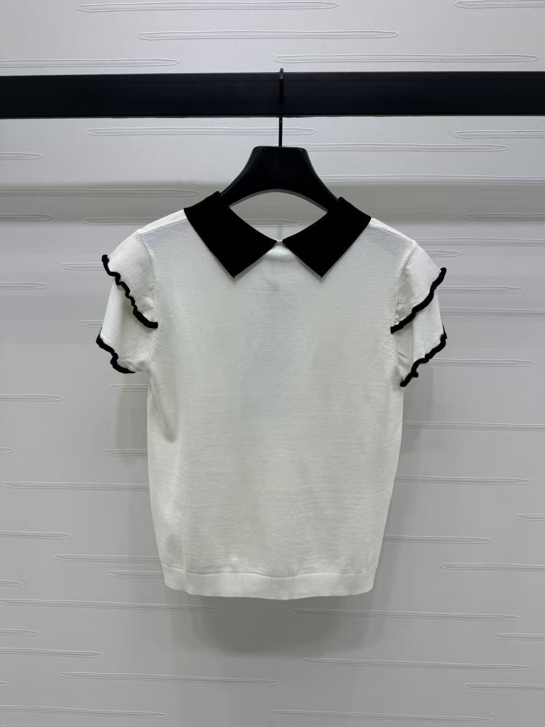 Lace lapel knitted short sleeves