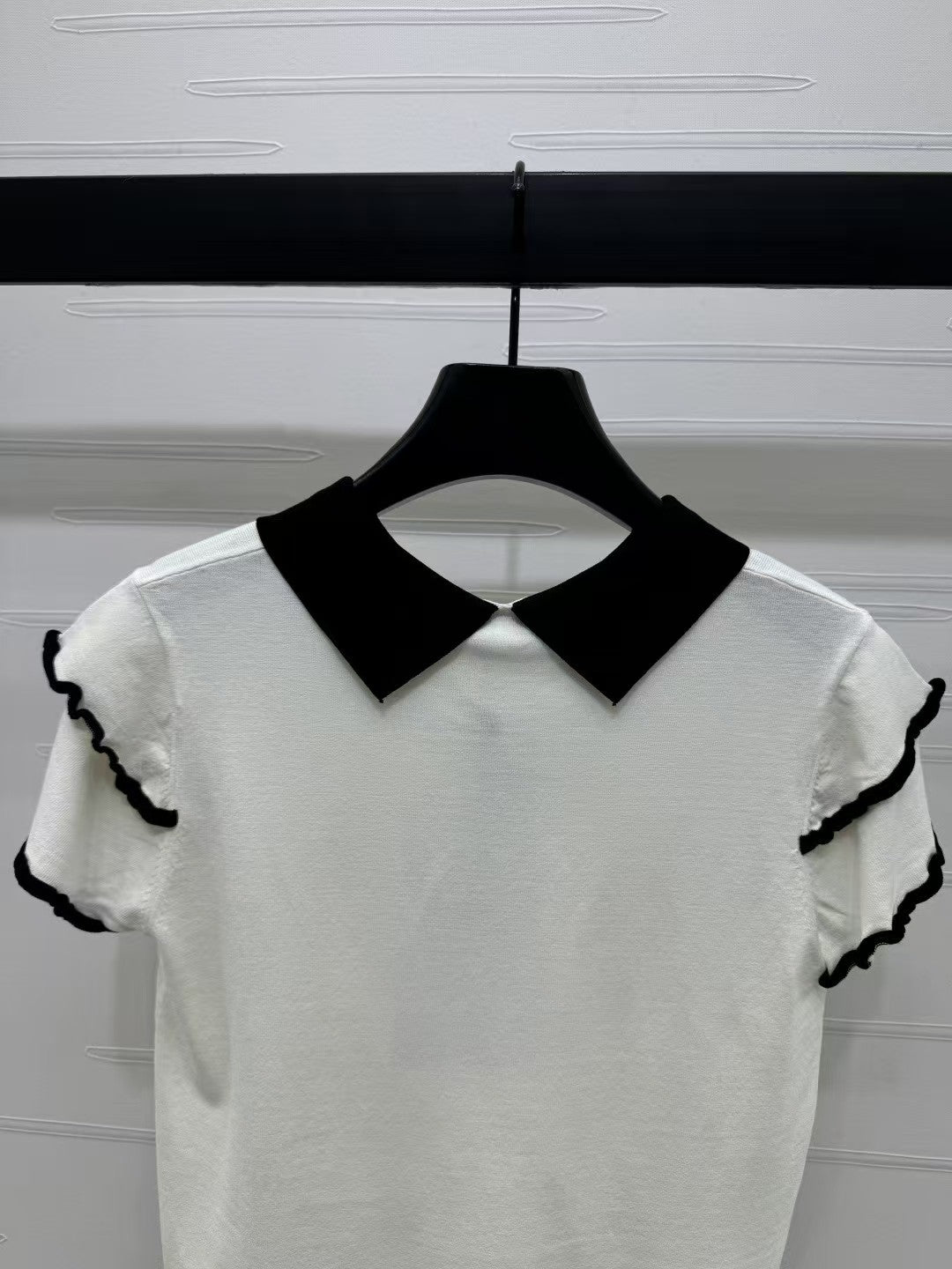 Lace lapel knitted short sleeves