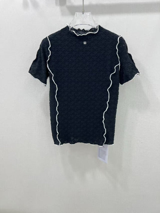 Jacquard slim-fit knit top