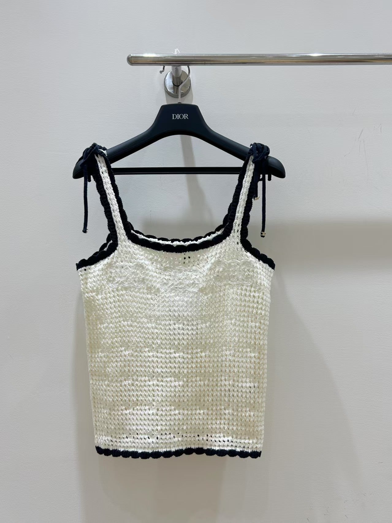 Openwork knit lace-up vest