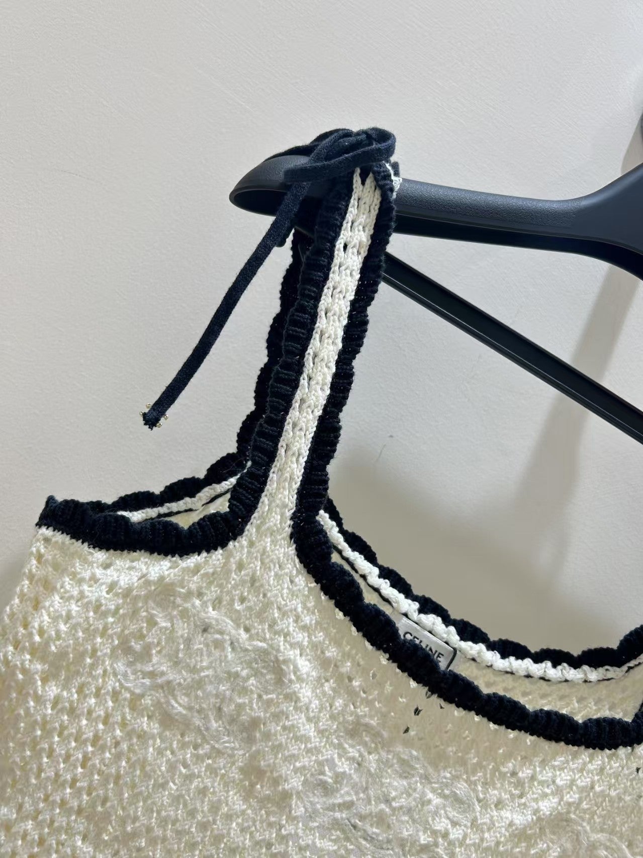 Openwork knit lace-up vest