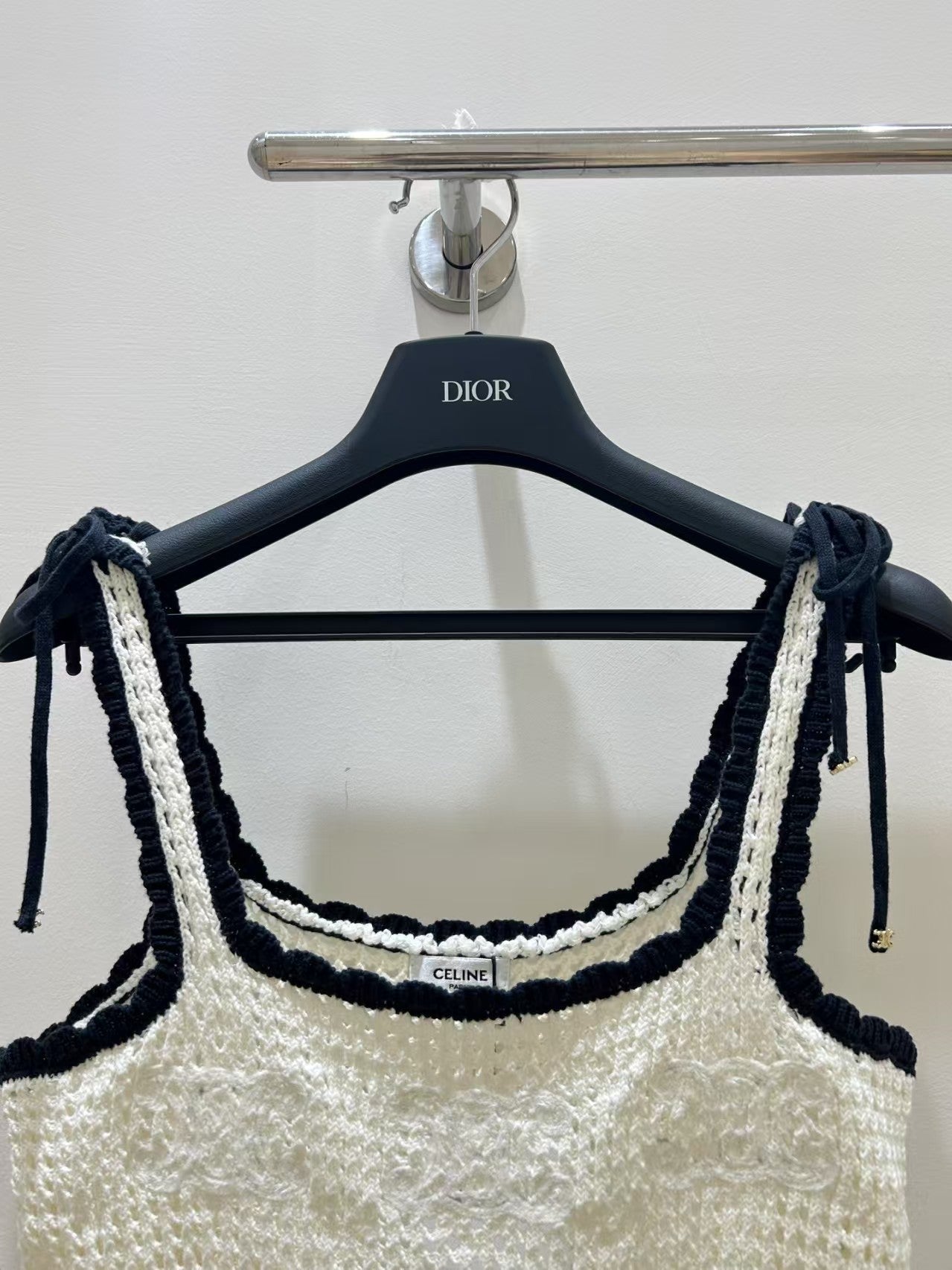 Openwork knit lace-up vest