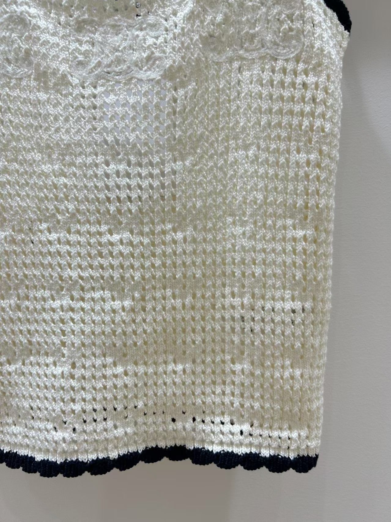 Openwork knit lace-up vest