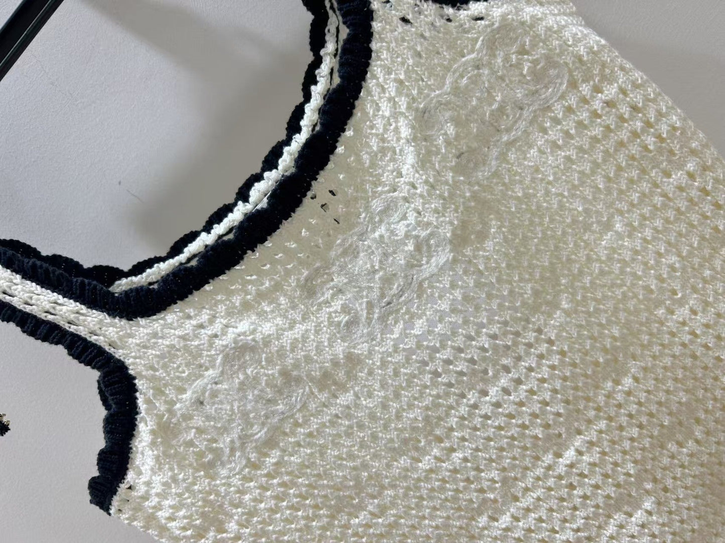 Openwork knit lace-up vest