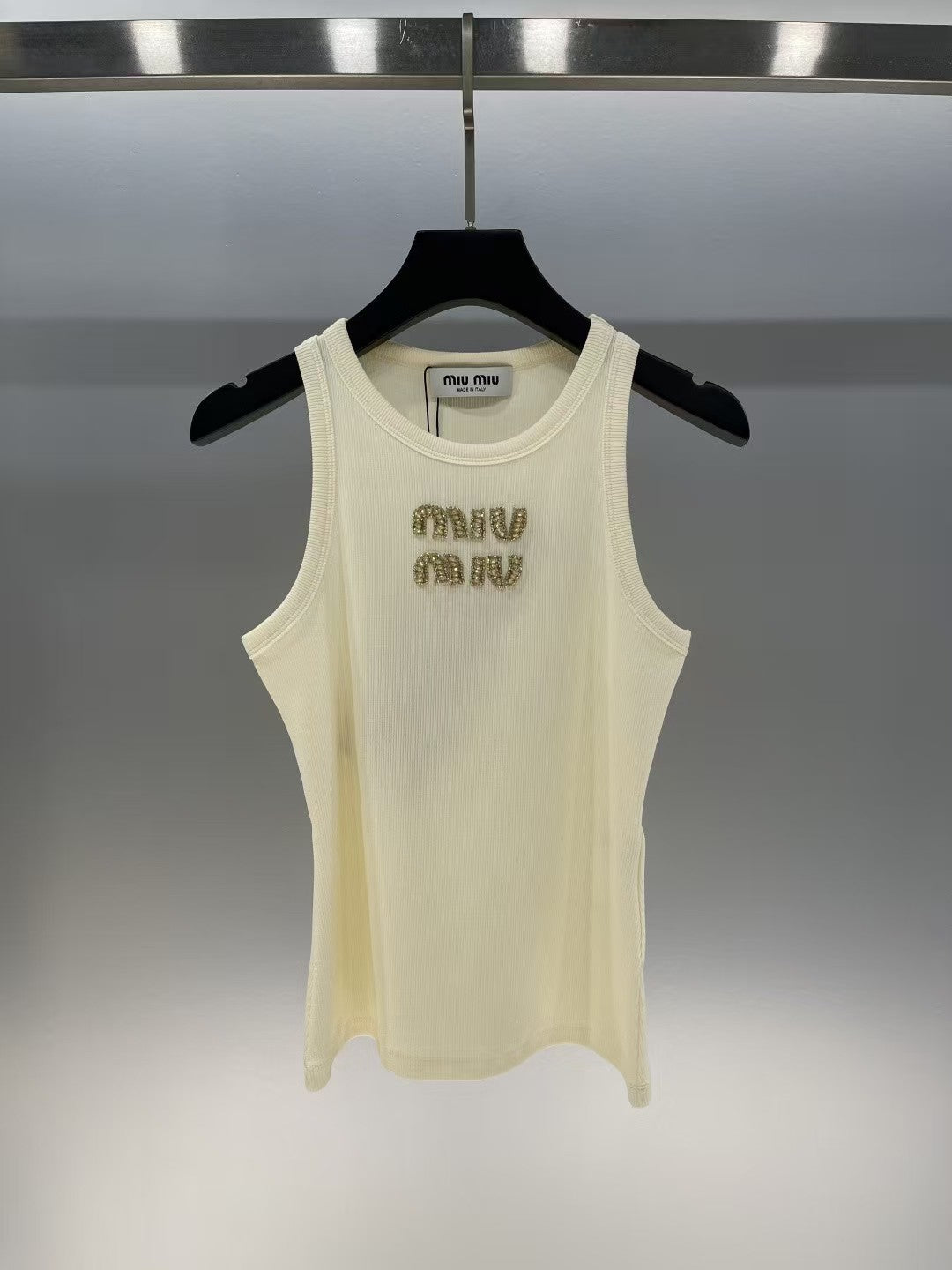 Yellow rhinestone lettering vest