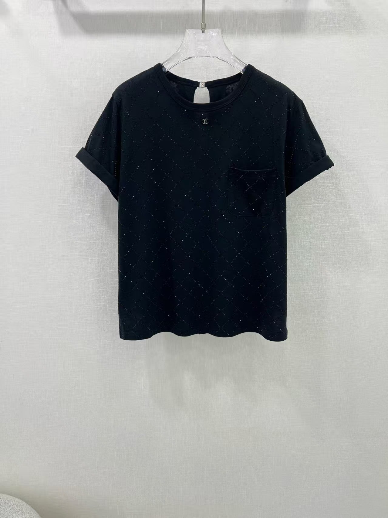 25ss heavy-duty hot-drilled backless T-shirt