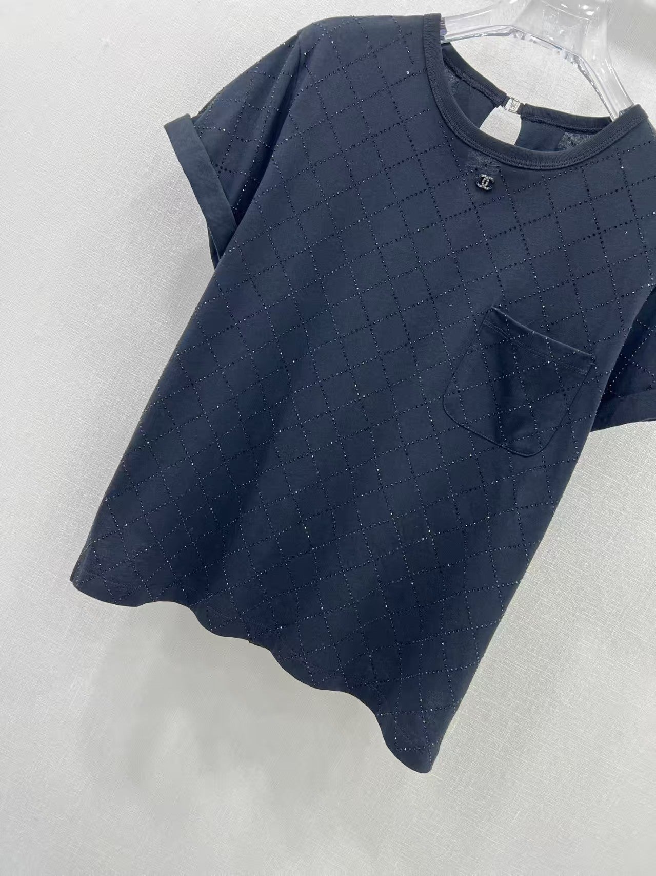 25ss heavy-duty hot-drilled backless T-shirt