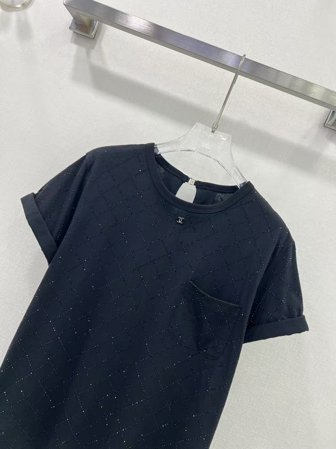 25ss heavy-duty hot-drilled backless T-shirt