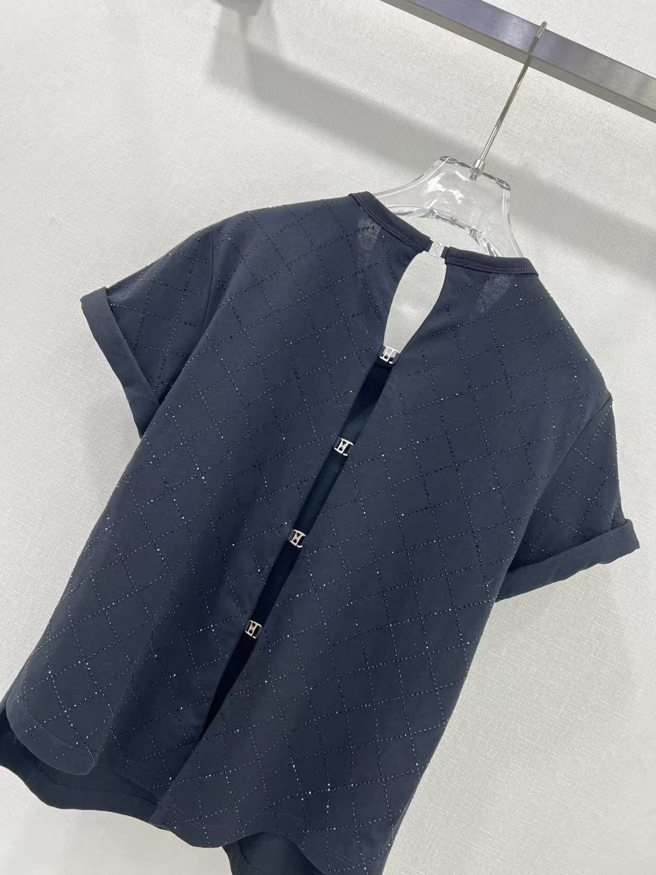 25ss heavy-duty hot-drilled backless T-shirt