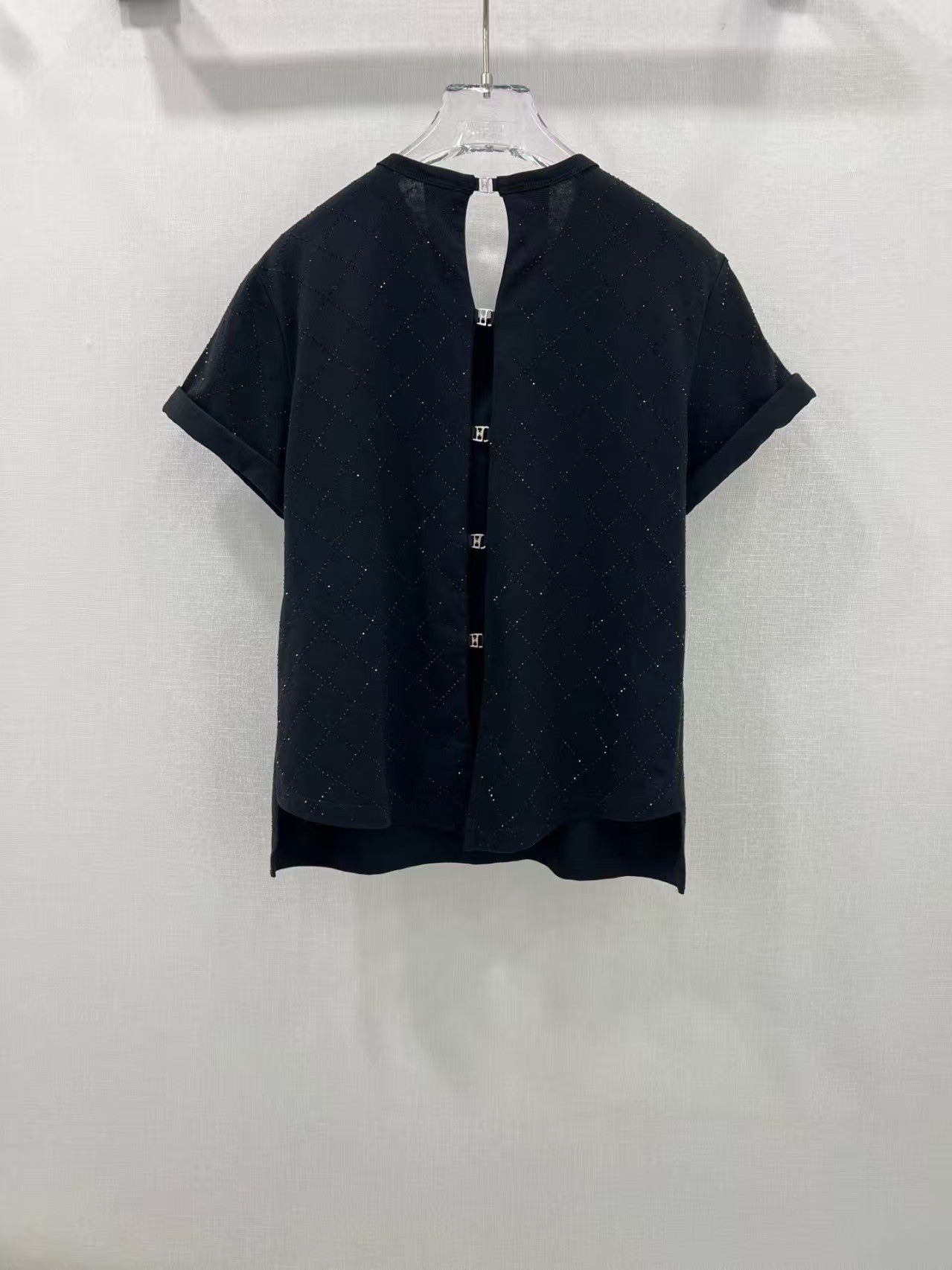 25ss heavy-duty hot-drilled backless T-shirt