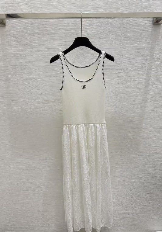 New Round Neck Knitted Vest Dress