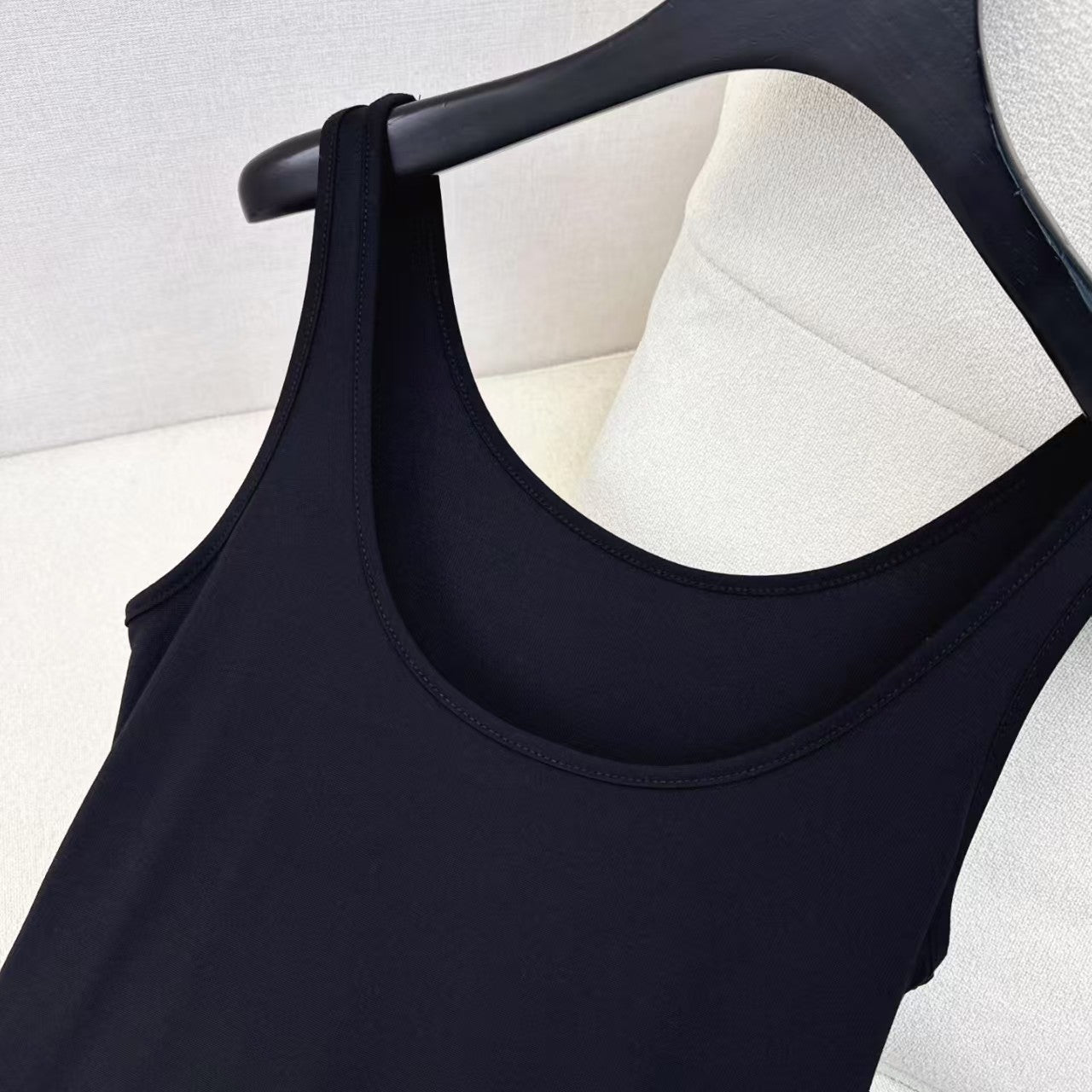 Embroidered U-neck suspender dress