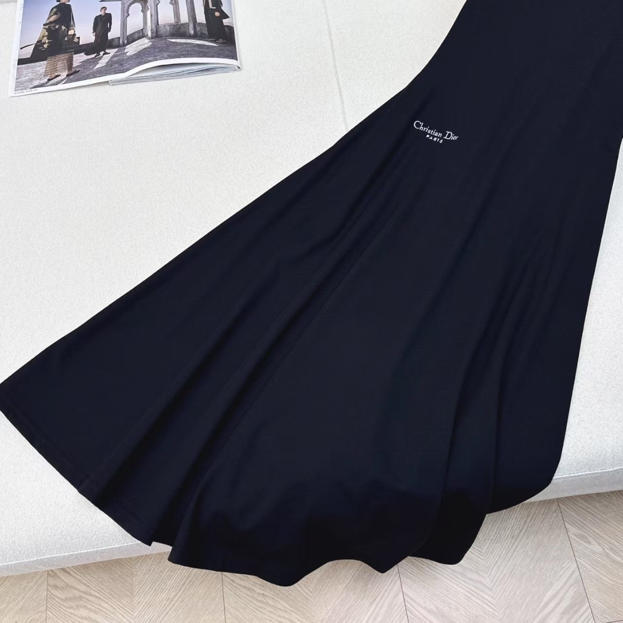 Embroidered U-neck suspender dress