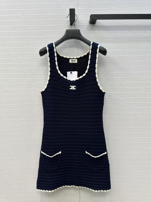 🔥🔥🔥Navy Crochet Sundress