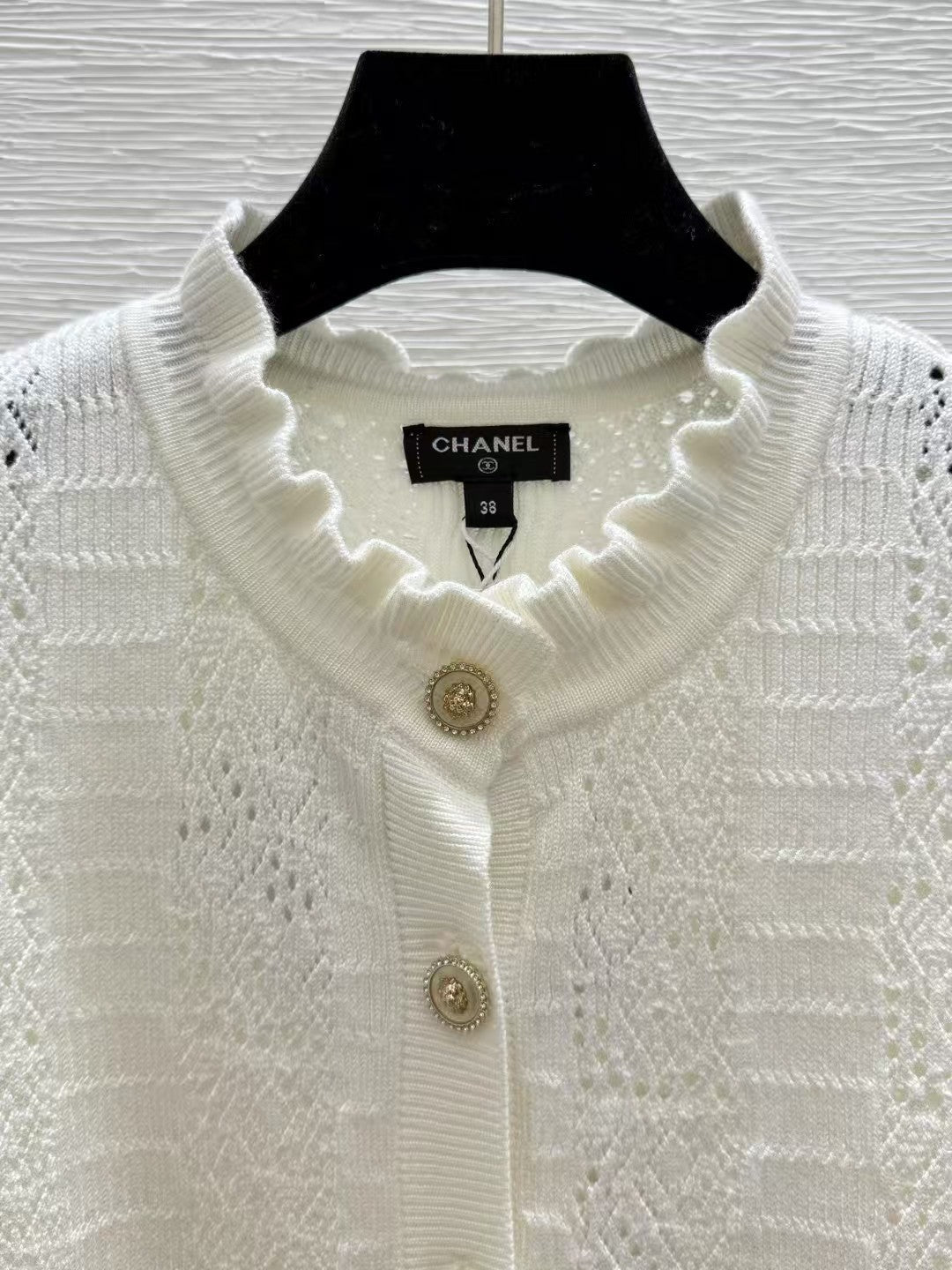 Openwork textured knit long-sleeved cardigan