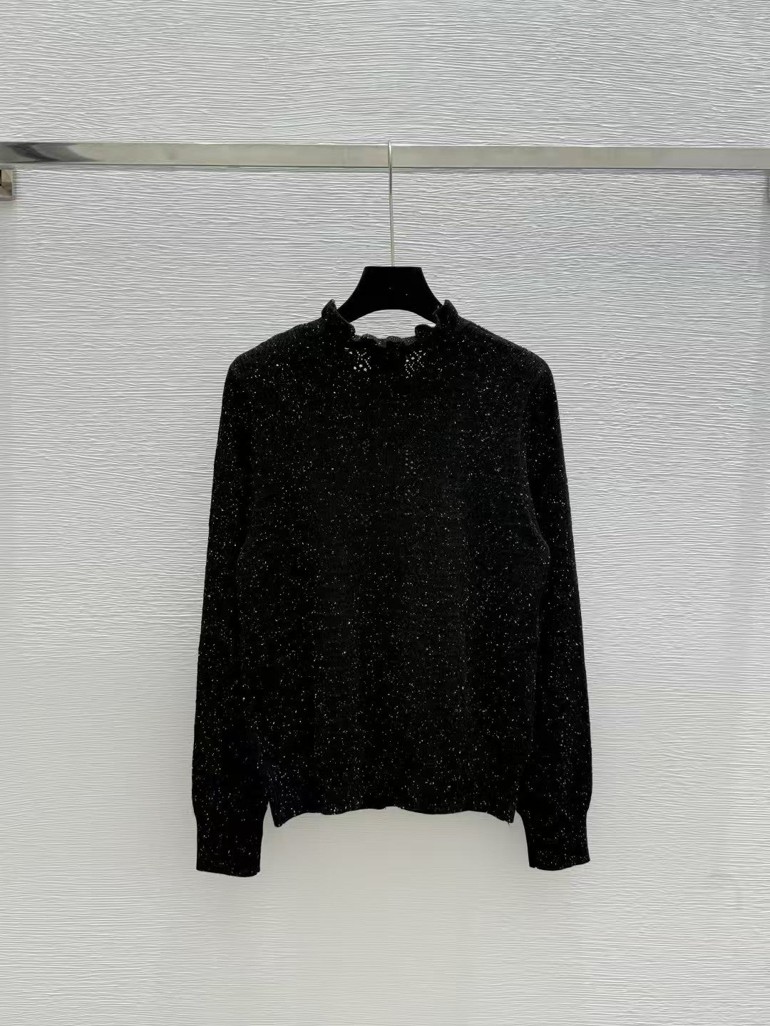 Openwork textured knit long-sleeved cardigan