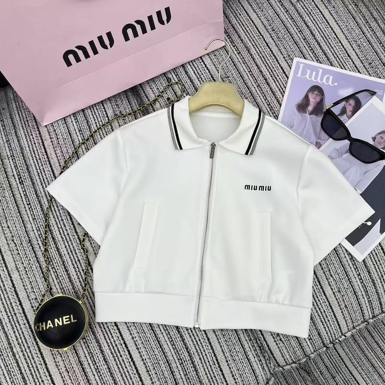 Lapel short sleeves with elastic waist short skirt suit