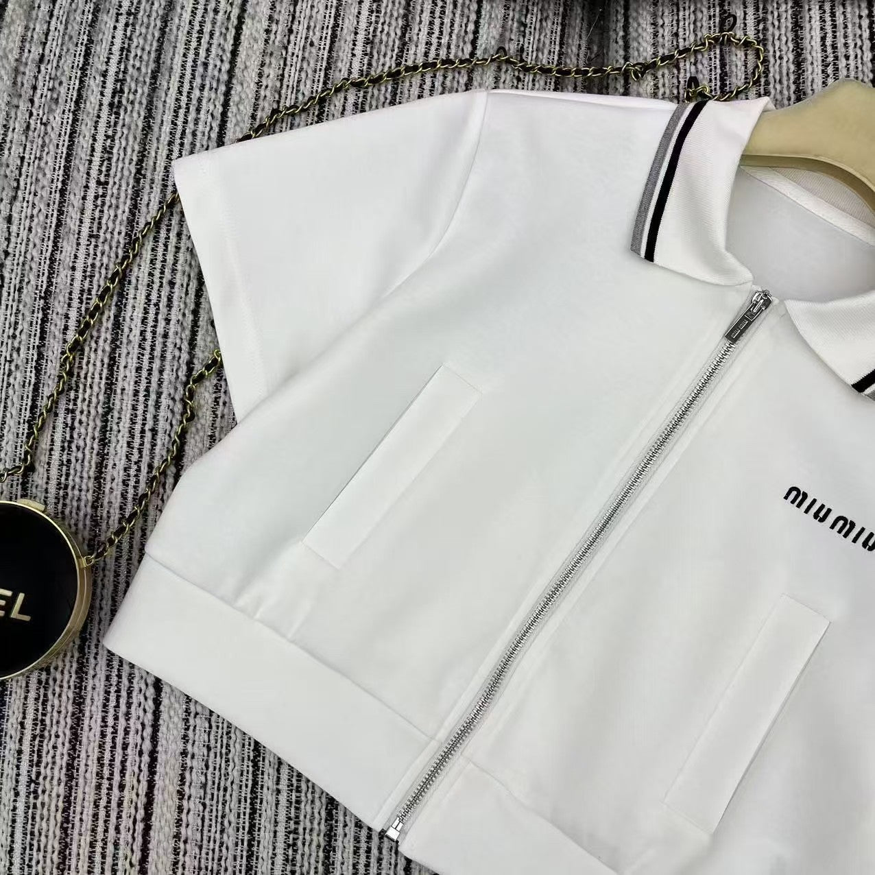 Lapel short sleeves with elastic waist short skirt suit