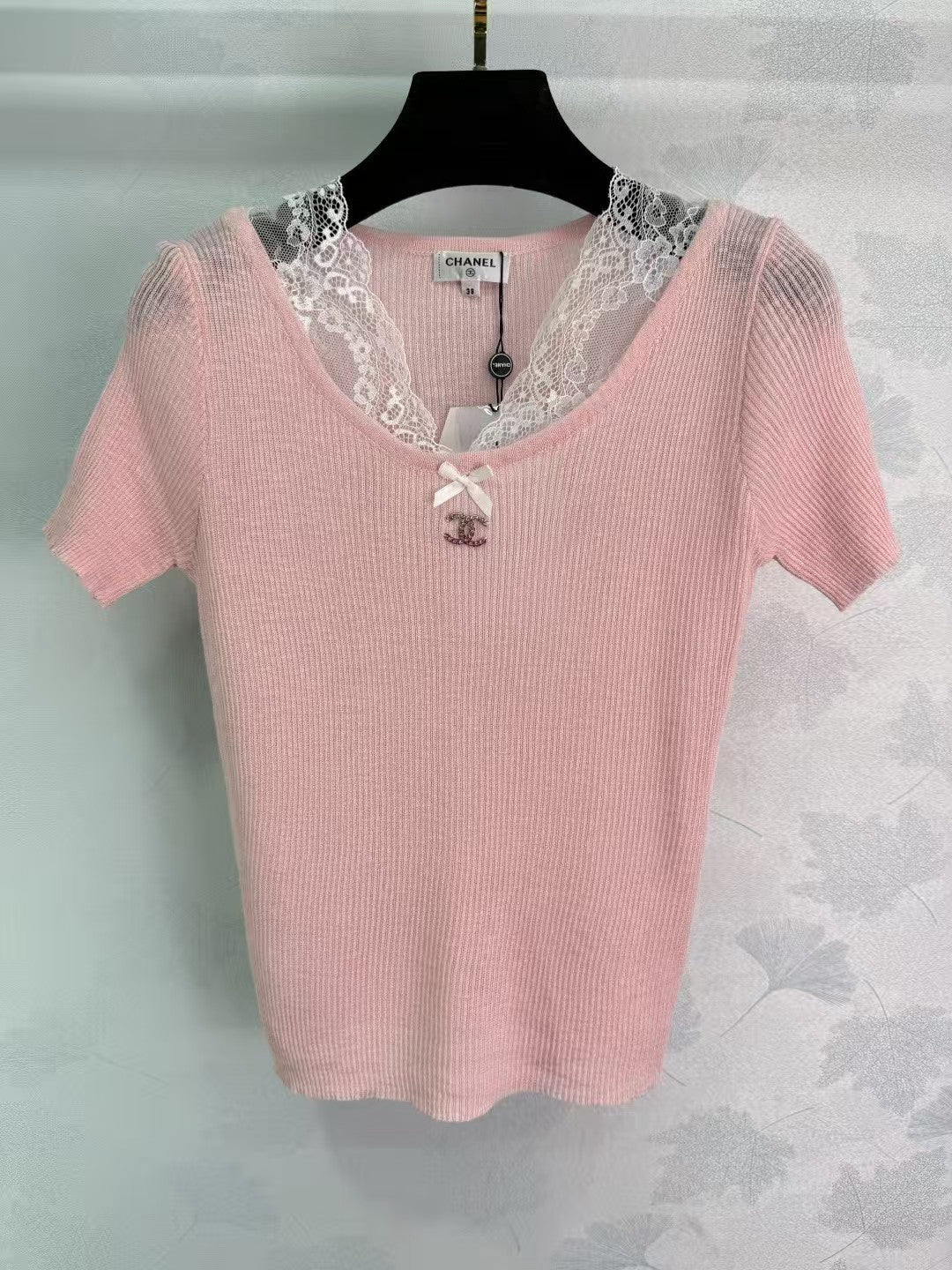 Lace patchwork knitted short sleeves