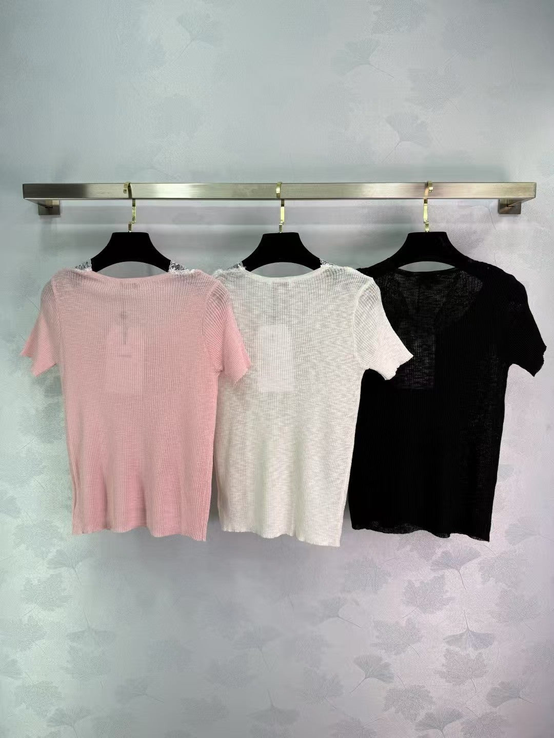 Lace patchwork knitted short sleeves