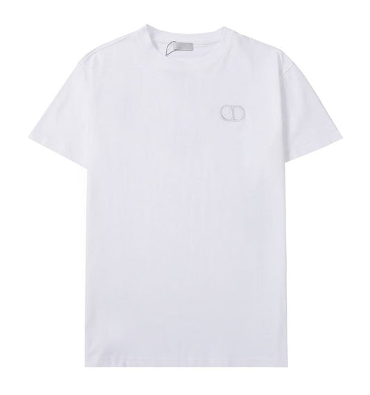 Lettering embroidered crew neck T-shirt