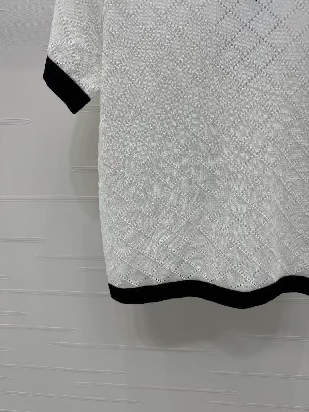 Hollow Crochet Colorblock Knitted Short Sleeves