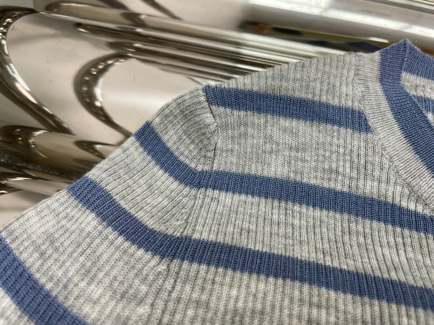 Striped Knitted Short-Sleeved Top