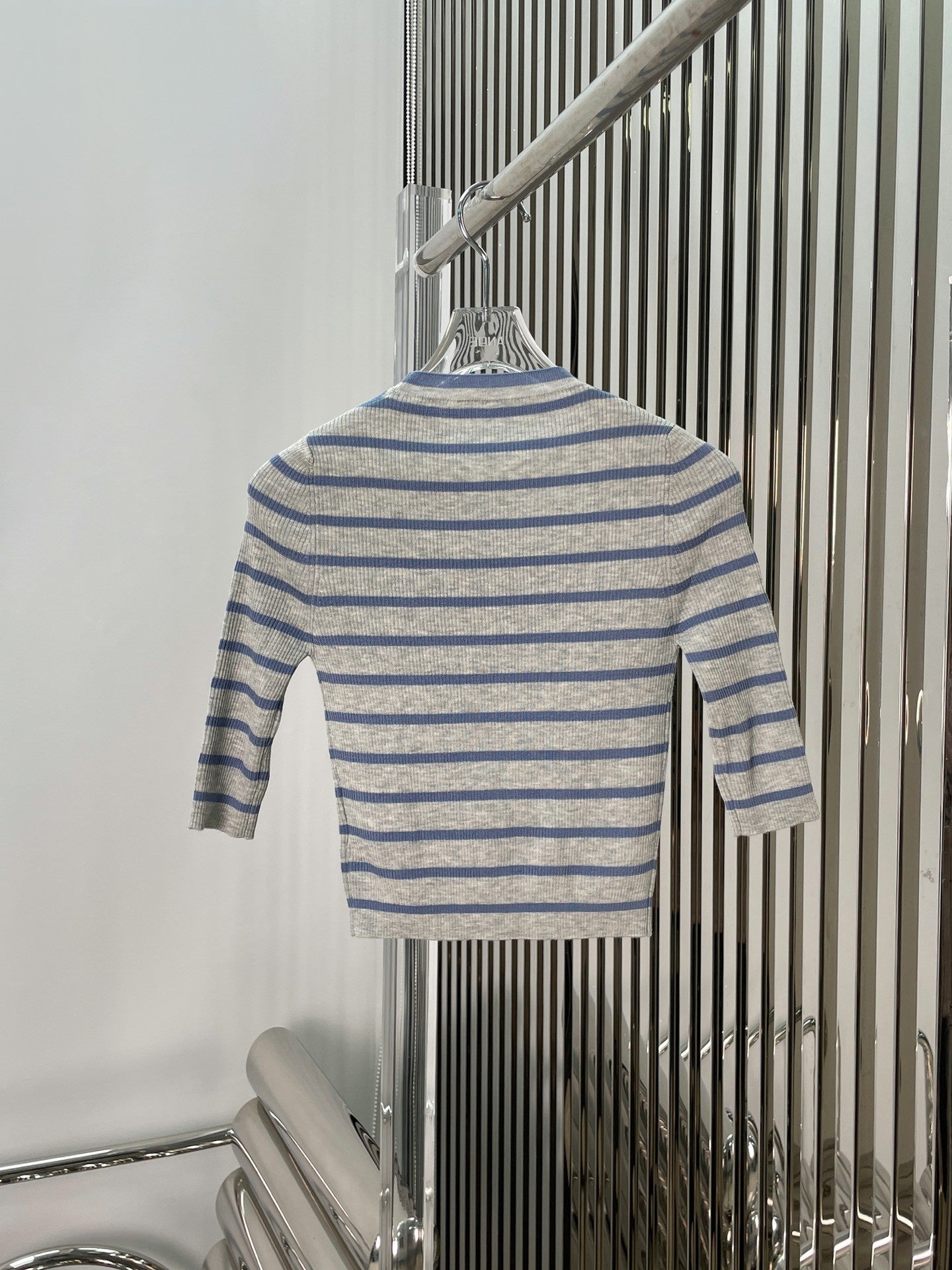 Striped Knitted Short-Sleeved Top
