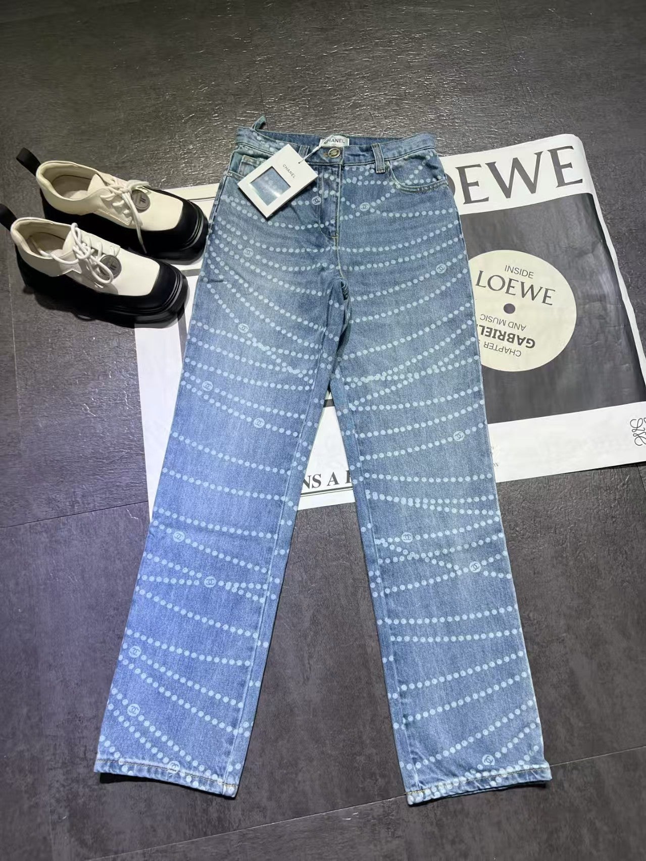 Spring/Summer New Arrival Pearl Denim Straight Leg Pants