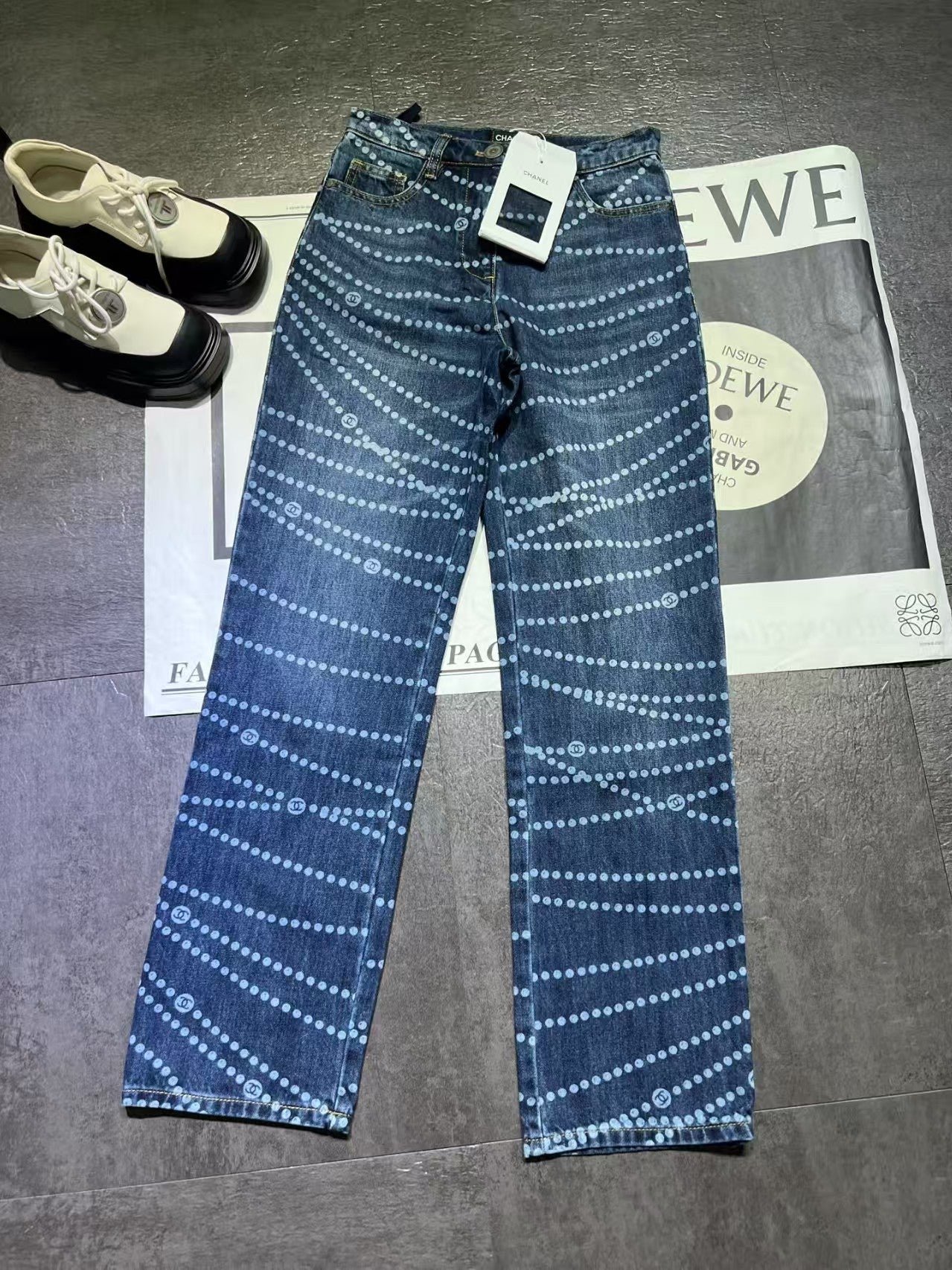 Spring/Summer New Arrival Pearl Denim Straight Leg Pants