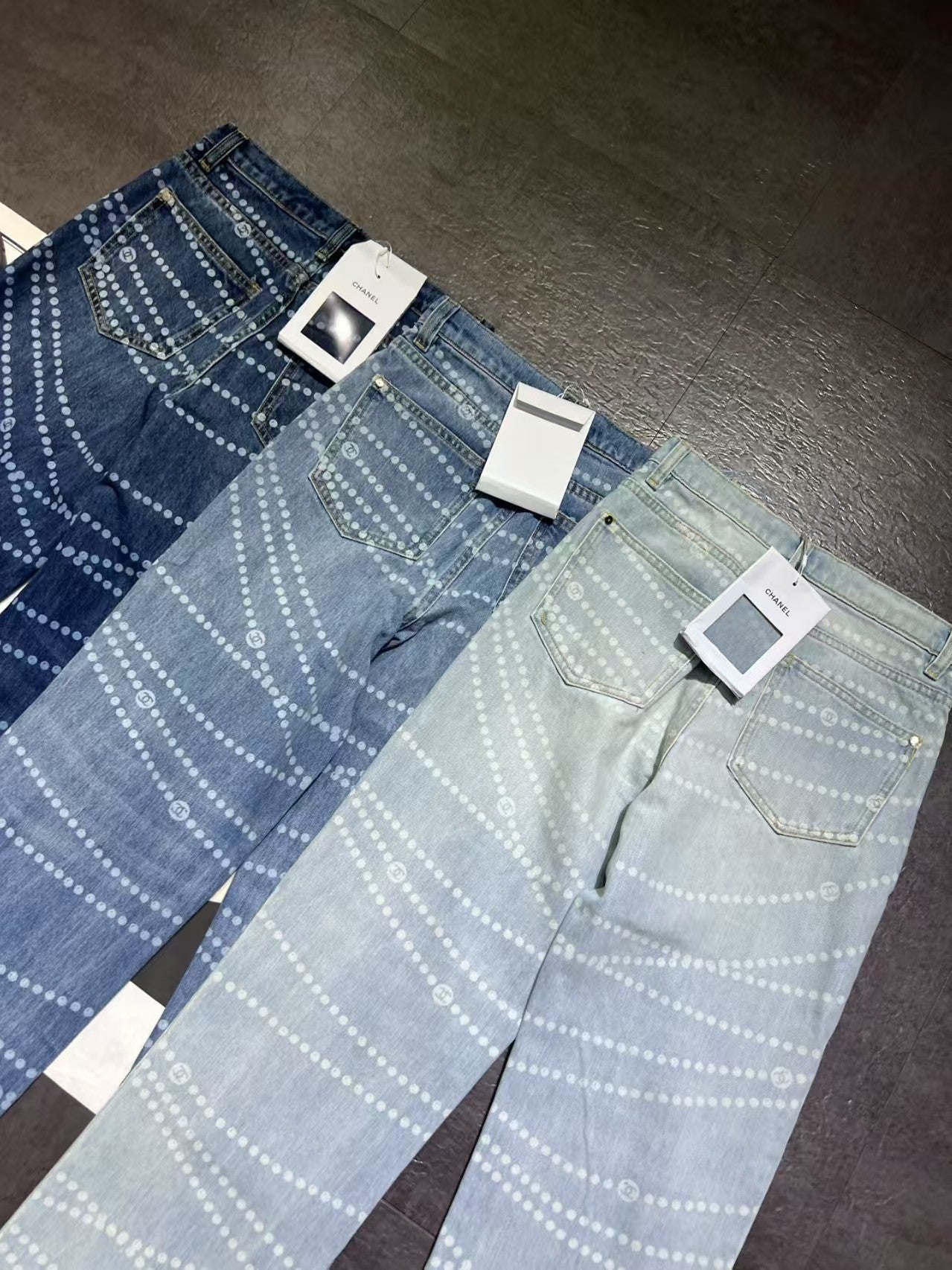 Spring/Summer New Arrival Pearl Denim Straight Leg Pants
