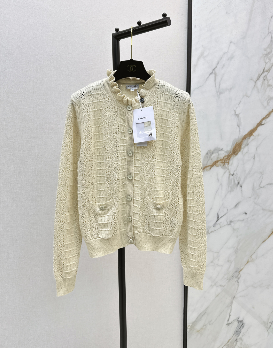 Lace openwork knit cardigan