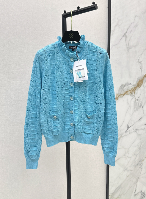 Lace openwork knit cardigan