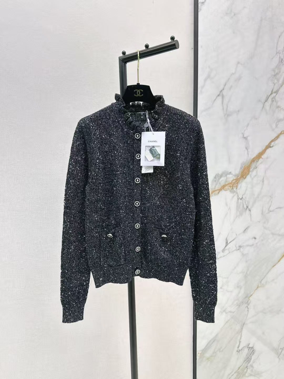 Lace openwork knit cardigan