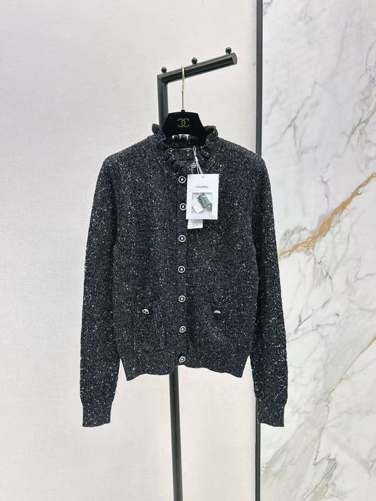 Lace openwork knit cardigan