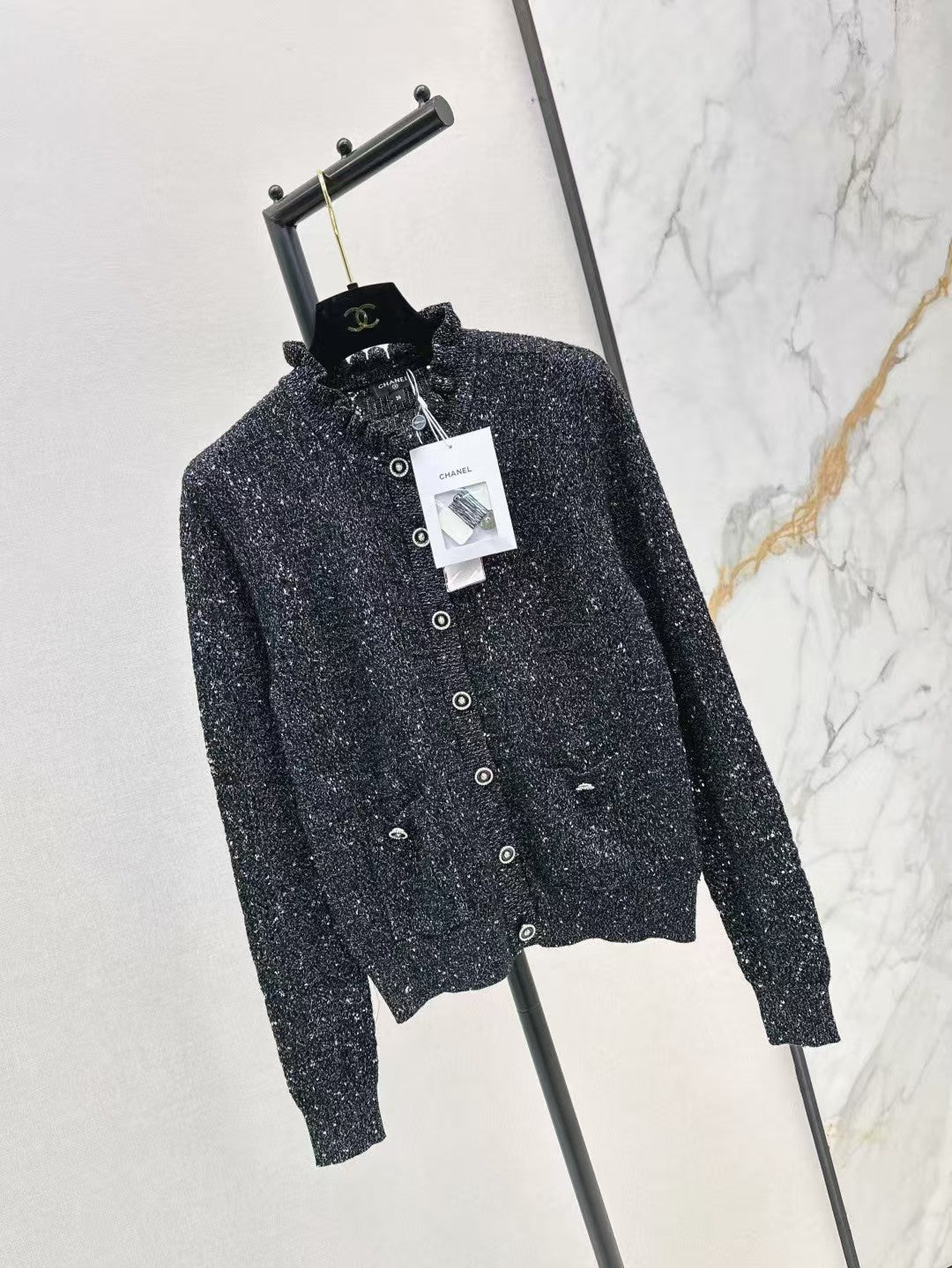 Lace openwork knit cardigan